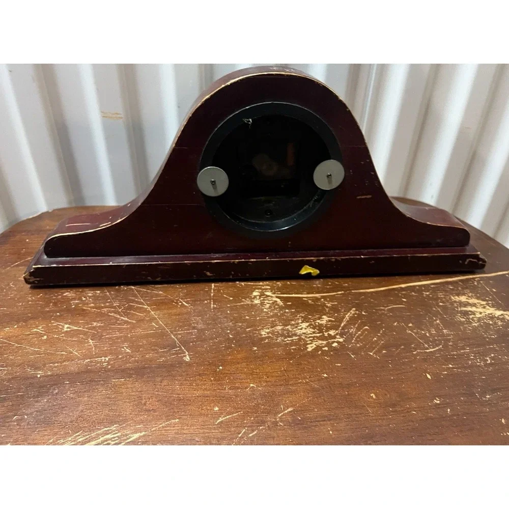 Ingraham Quartz Mantle Clock Arch Style Dark Wood